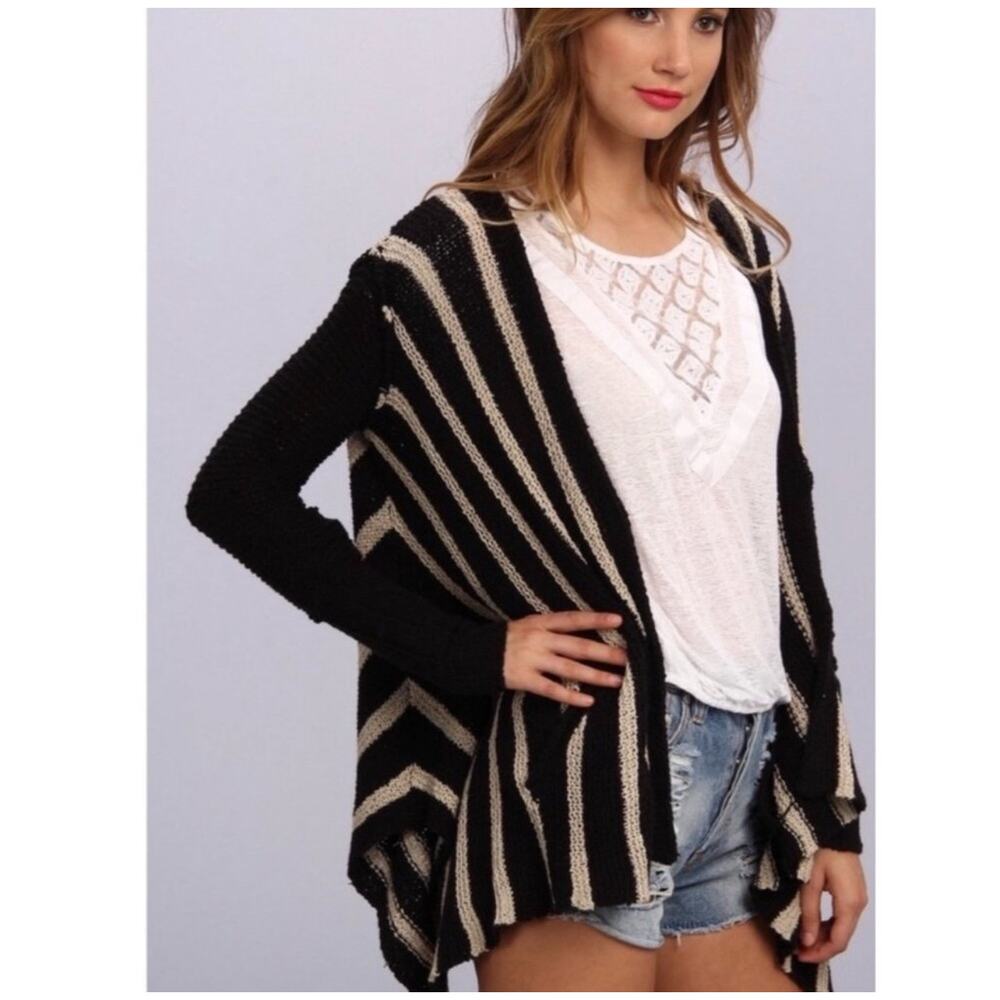Free People Circle Back Striped Chevron Cardigan Small